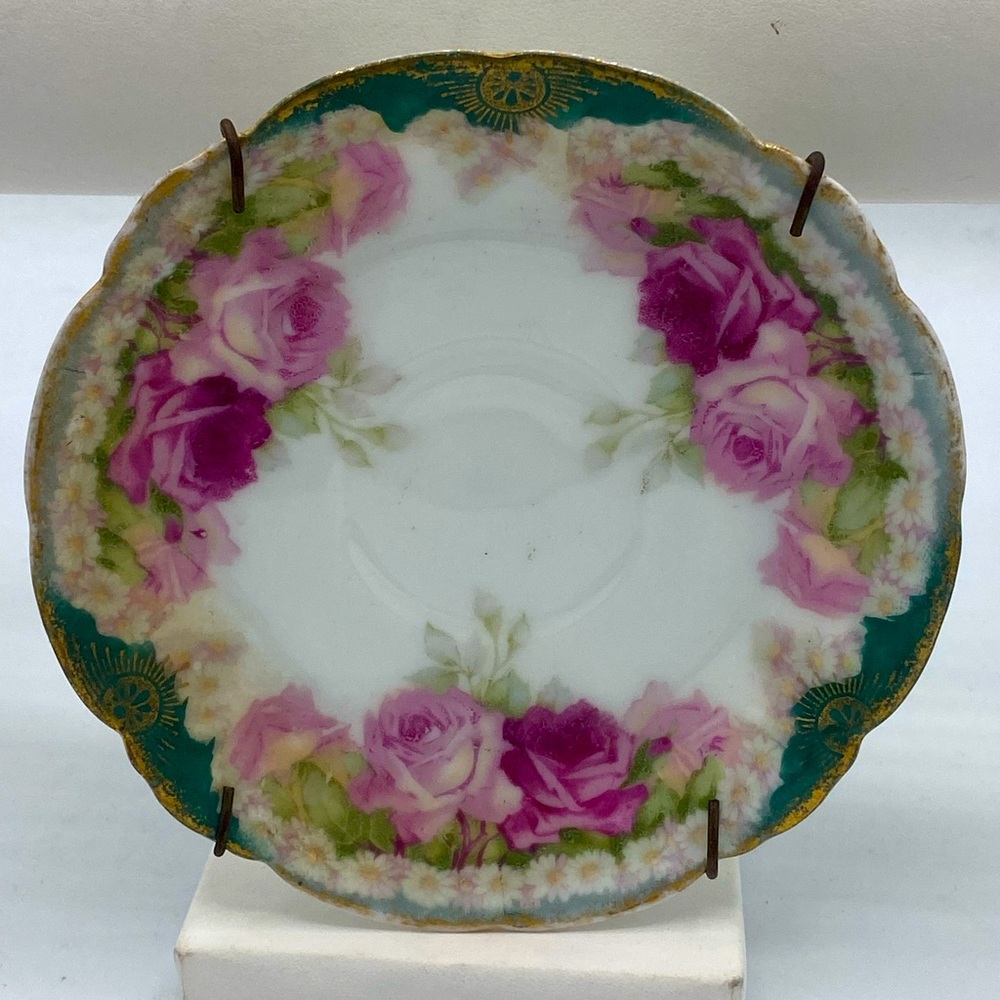 Vintage Hand Painted Fine Porcelain Saucer Plate With  Hanger Small Plate